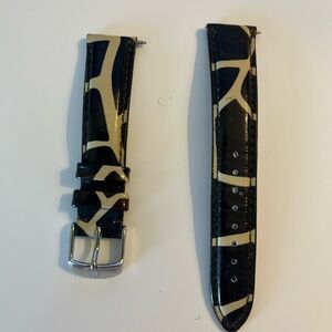 Authentic Michele 18mm Stylish Black and Cream Watch Strap